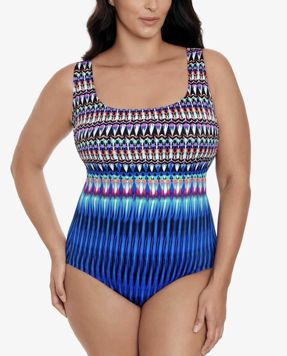 Swim Solutions Women's Printed One-Piece Swimsuit Sparkle Park Size 8 - Picture 1 of 3
